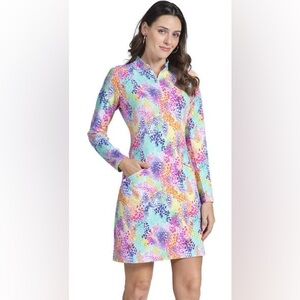 Ibkul Lessie Mock Neck Long Sleeve Dress S M L XL